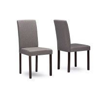 Baxton Studio Andrew Dining Chair-Grey Fabric Andrew Contemporary Espresso Wood Grey Fabric Dining Chair (Set of 4)